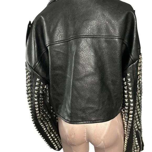 Azalea Wang Essential Moto black studded vegan leather jacket in 1X. NWOT. - Picture 8 of 16
